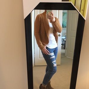 Camel cable open cardigan